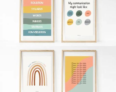 Speech Therapy Wall Art Bundle of 4 Prints / SLP Poster / Speech Therapy / SLP / SLP Wall Art / Digital Download / Speech Prints Speech Sound Development Chart, Therapy Wall Art, Therapy Space, Love Speech, Natural Vibes, Therapy Gift, Speech Room, Speech Therapy Resources, Spoken Words