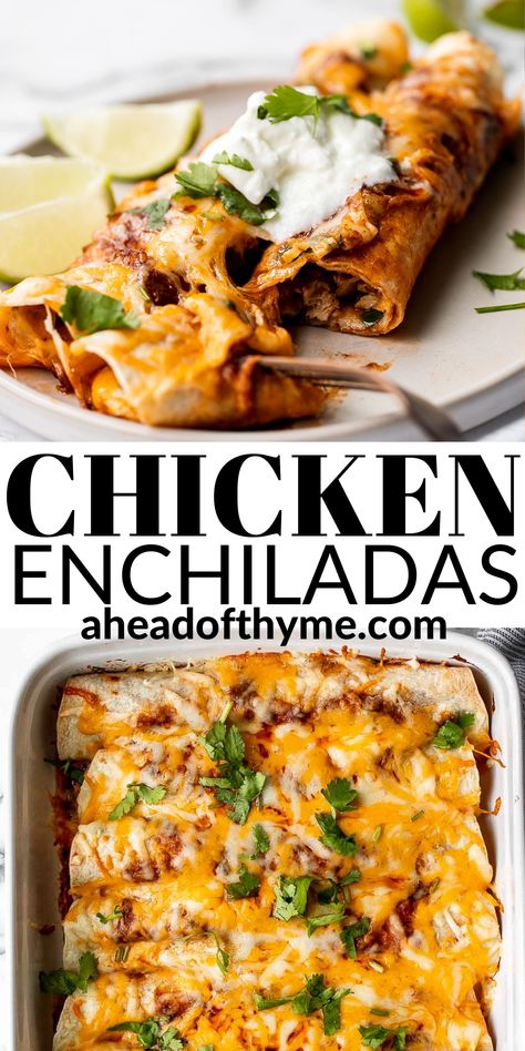 Baked Chicken Enchiladas, Red Chicken Enchiladas, Enchiladas Chicken, Easy Chicken Enchiladas, Mexican Food Dishes, Jalapeño Peppers, Authentic Mexican Food, Red Enchilada Sauce, Mexican Dinner