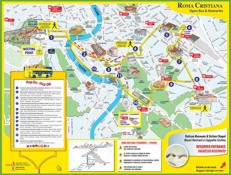 Tourist map of Rome city centre Rome Monuments, Rome Places To Visit, Rome City Map, Rome Sightseeing, Rome Tourist, Italy Tourist Attractions, Rome Catacombs, Italy Tourist, Rome Guide