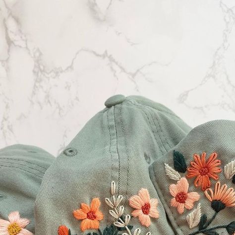 Sage Green Embroidery, Bone Bordado, Green Embroidery, Fiber Artist, Modern Embroidery, Embroidered Hats, Artist On Instagram, Craft Inspiration, Sage Green