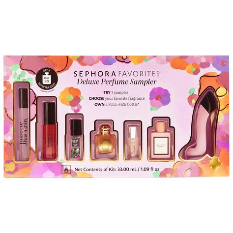 Perfume Sampler Set, Sephora Mini Perfume, Nest Perfume, Burberry Goddess, Sephora Gift Sets, Good Girl Blush, Sephora Store, Carolina Herrera Good Girl, Gucci Bloom