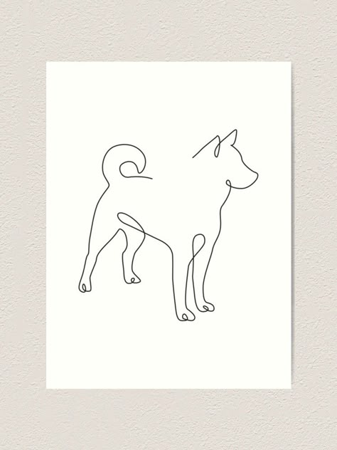 "Minimalist Shiba Inu" Art Print by pattyjab | Redbubble Shiba Line Art, Shiba Inu Tattoo Ideas, Shiba Inu Embroidery, Akita Dog Tattoo, Akita Inu Tattoo, Suki Tattoo, Thor Tattoos, Wishing Tree Ideas, Shiba Drawing