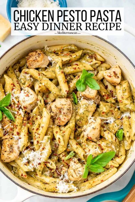 Chicken Pesto Pasta Easy Pesto Sauce, Pesto Pasta Recipes Chicken, Easy Carbonara Recipe, Pesto Sauce Recipe, Creamy Pesto Chicken Pasta, Chicken Pesto Pasta, Lemon Chicken Pasta, Boy Nurseries, Pesto Pasta Recipes