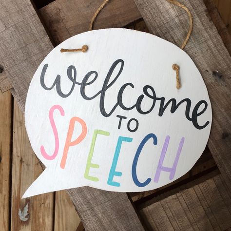 Slp Crafts, Welcome To Speech, Speech Therapy Quotes, Slp Aesthetic, Speech Therapy Activities Elementary, Slp Office, Speech Classroom, Speech Therapy Room, Slp Organization