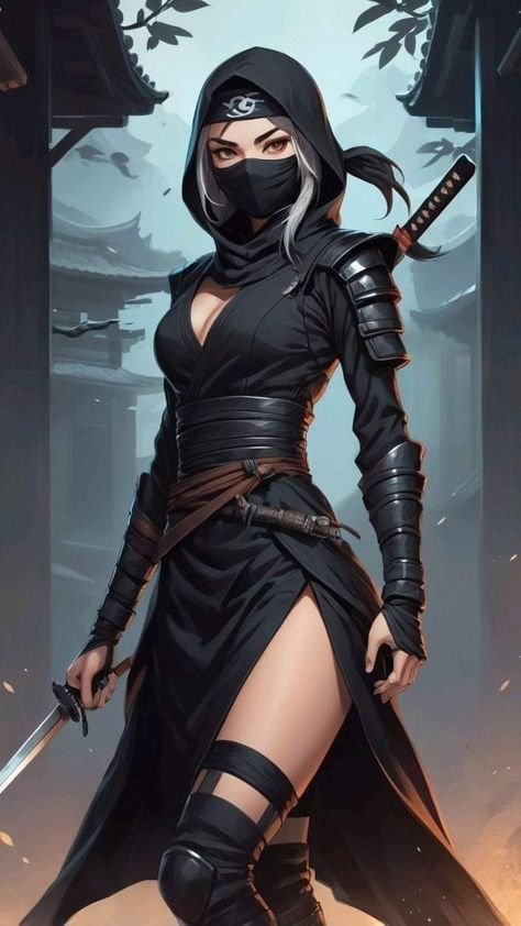 Ninja Girl Art, Tattoo Ninja, Drawing Ninja, Girl Ninja Turtle, Ugg Outfit Ideas, Ninja Japan, Kunoichi Outfit, Ninja Cosplay, Ninja Halloween