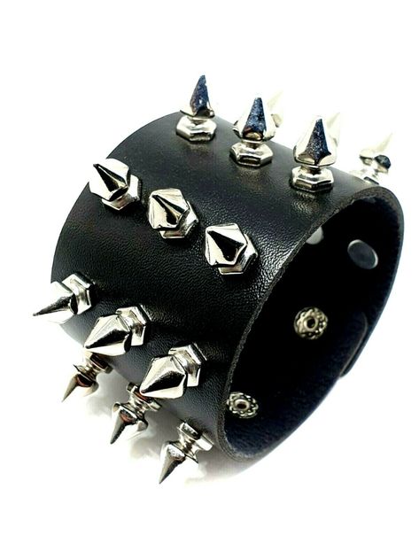 Spike Bracelet, Gothic Bracelet, Punk Patches, Punk Accessories, Black Punks, Biker Jewelry, Wrist Bracelet, Black Bracelet, Jewelry Accessories Ideas