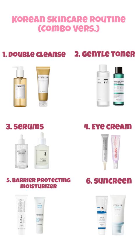 My am/pm skincare routine. Only double cleanse at night Korean Skincare Routine For Combination, Am Pm Skincare Routine, Skincare Routine For Combination Skin, Routine For Combination Skin, Pm Skincare Routine, Pm Skincare, Skincare For Combination Skin, Double Cleanse, Korean Skincare Routine