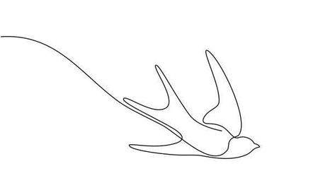 Single Line Bird Drawing, Bird Outline Tattoo, Bird Line Art, Bird Line Drawing, Cat Paw Tattoos, Swallow Tattoos, Paw Tattoos, Continuous Line Tattoo, Bird Outline