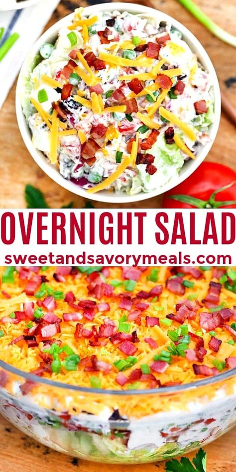 Layered Salad Pioneer Woman, Seven Layer Salad Recipe Classic, Overnight Salad Recipe, Cauliflower Salad Recipes, Caesar Salad Recipes, Recipes Couscous, Seven Layer Salad Recipe, Broccoli Cauliflower Salad Recipes, Recipes Ramen