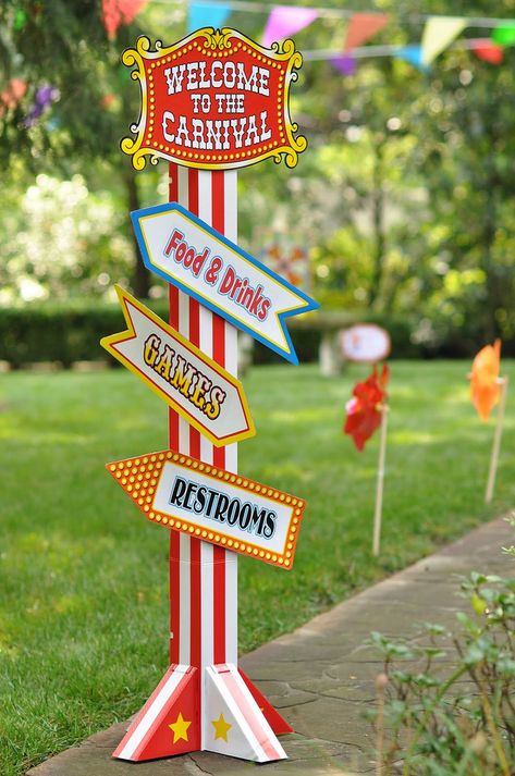 circus carnival birthday party games sign | by Amy's Party Ideas Backyard Carnival, Fall Carnival, Carnival Birthday Party Theme, Carnival Decorations, Carnival Food, Spring Carnival, Circus Theme Party, Kids Carnival, School Carnival