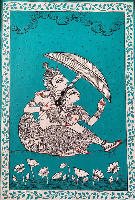 Radha Krishna Pattachitra Painting, Pattachitra Art Paintings, Traditional Paintings Indian, Pattachitra Paintings Design, Kalamkari Painting Traditional, Indian Folk Painting, Traditional Wall Painting, Patachitra Paintings, Radhakrishna Painting