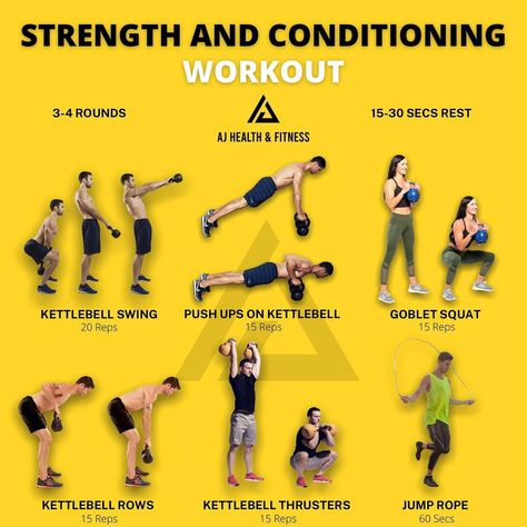 AJ HEALTH & FITNESS on Instagram: “Strength And Conditioning Workout💪🏻 By 👉🏻 @aj_healthfitness 👈🏻 - The Benefits of this Strength & Conditioning Workout is to improve speed…” Strength And Conditioning Workouts, Strength And Conditioning, Conditioning Workouts, Kettlebell Swings, Strength Conditioning, Jump Rope, Fitness Center, Kettlebell, Physical Fitness