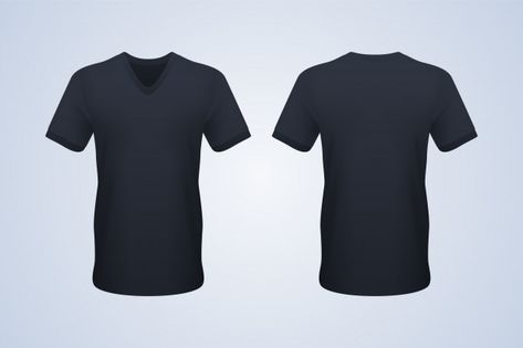 Plain Black Tshirt Front And Back, Plain Black T Shirt, Collar Tshirt, Plain Shirts, Plain Black, Design Fashion, Neck Collar, Mock Up, Neck Shirt