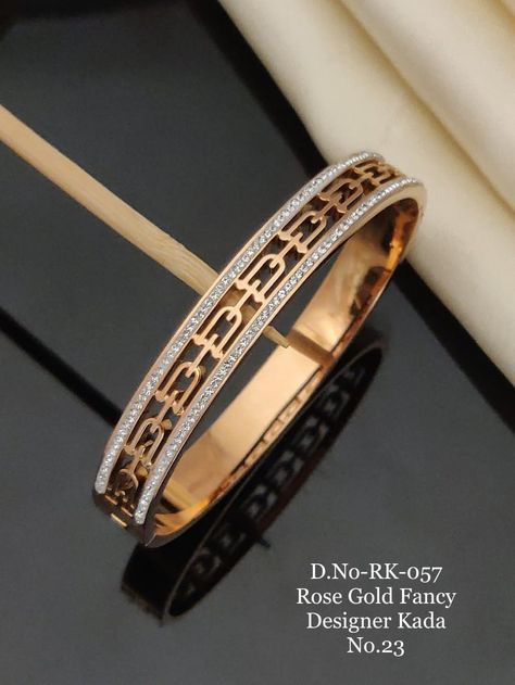 Gold Bangle Kada Designs, Ladies Kada Gold Design, Ladies Kada Gold, Animal Jewelry Design, Rani Har, Kada Design, Rose Gold Bangles, Cnc Bangles, Single Bangle