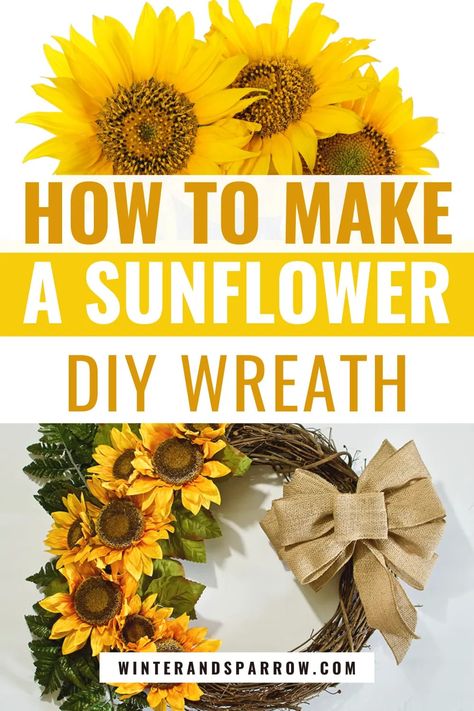 Sunflower Wreath Diy Tutorials, Diy Sunflower Wreath, Porch Crafts, Grapevine Crafts, Diy Home Wall Decor, Diy Peacock, Sunflower Wreath Diy, Harvest Church, Dried Sunflowers