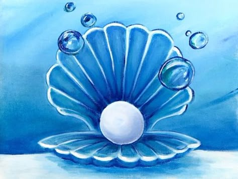 Learn to Paint Mother of Pearl tonight at Paint Nite! Our artists know exactly how to teach painters of all levels - give it a try! Ocean Animals Painting Acrylic Easy, Seashell Acrylic Painting, Ocean Themed Paintings Easy, Sealife Paintings, Mermaid Painting Easy, Beach Paintings On Canvas Easy, Ocean Theme Painting, Simple Ocean Painting, Things To Paint With Watercolor