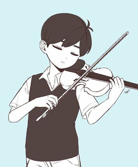 Person Playing Piano Drawing Reference, Violin Poses Reference Drawing, Violin Art Drawing, Anime Instruments, Violin Reference, Violin Drawing, Blue Hair Anime Boy, Violin Art, Epic Drawings