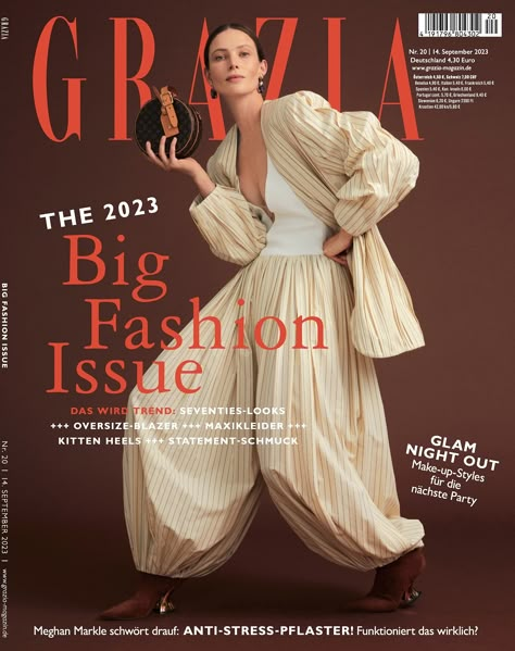 Angelika Wierzbicka for GRAZIA Magazine, September 2023 Grazia Magazine, Cover Story, Model Agency, Meghan Markle, Magazine Covers, G H, Magazine Cover, Kitten Heels, Actresses