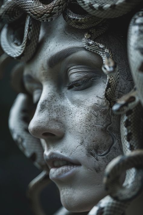 Creative vision managed by ThetaCursed, License: CC BY-NC 4.0 Medusa Reference Photo, Greek Muses Art, Sculpting Aesthetic, Medusa Aesthetic, Medusa Sculpture, Medusa Artwork, Woman Statue, Medusa Art, Statue Tattoo