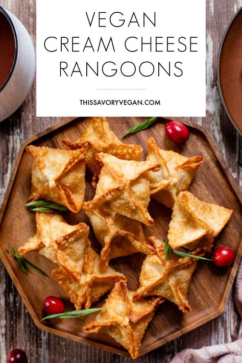 Cheese Rangoons, Cream Cheese Rangoons, Vegan Appetizers Recipes, Vegan Appetizer, Cream Cheese Appetizer, Vegan Ideas, Vegan Cream, Vegan Thanksgiving Recipes, Vegan Asian