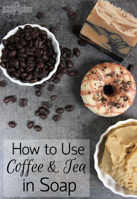 How to Use Coffee and Tea in Soap Homemade Body Care, Diy Soap Recipe, Soap Queen, Tea Soap, Soap Tutorial, Coffee Soap, Soap Craft, Making Soap, Soap Making Supplies