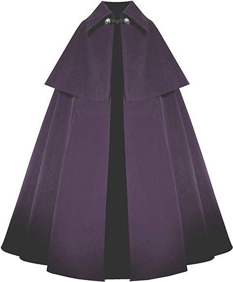 Victorian Vagabond Historical Steampunk Gothic Renaissance Cape Cloak (Purple) at Amazon Women’s Clothing store: Purple Cape, Theater Stage, Purple Gothic, Cape Cloak, Victorian Valentines, New Hope Pa, Hunter Outfit, Velvet Cape, Victorian Steampunk