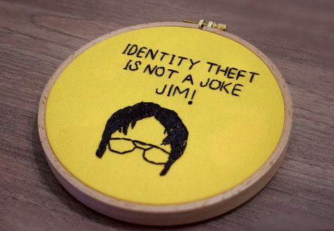 Office Embroidery, The Office Embroidery Ideas, Tv Show Embroidery, Embroidery Funny, The Office Embroidery, Funny Embroidery Ideas, The Office Cross Stitch, Funny Embroidery Patterns, Embroidery Meme Funny