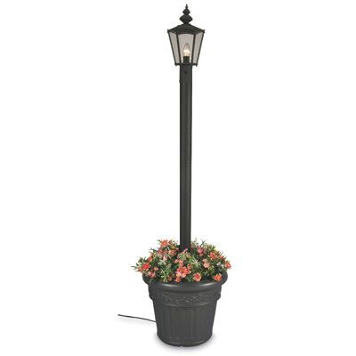 Design inspired by old world European street lamps, these portable weatherproof lantern style planter and patio lamps feature powder coated aluminum construction with resin bases, unbreakable polycarbonate lantern globes, two level dimming switch and 10' grounded cord and plug. Finish: Black | Charlton Home® Sharolyn Outdoor 1-Light 80" Lamp Post (full) Plastic / Metal in Black, Size 80.0 H x 21.0 W x 21.0 D in | Wayfair Flag Pole Landscaping, Old World European, Patio Lamp, Solar Lamp Post, Resin Planters, Post Lanterns, European Street, Black Lantern, Post Lighting