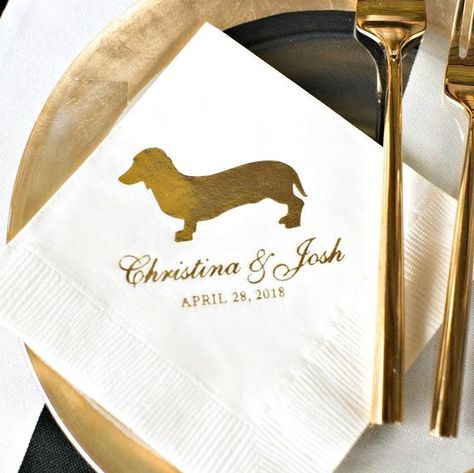 Wedding Napkins Dog Lover Wedding Wedding Favors Bridal Shower Napkins Custom Napkins Gold Foil Napkin 3ply Cocktail Napkin Napkins by SipHipHooray Wedding Beverage Napkins, Monogrammed Wedding Napkins, Lover Wedding, Custom Wedding Napkins, Wedding Napkins Personalized, Baby Shower Napkins, Wedding Silhouette, Custom Cat Portrait, Party Planners