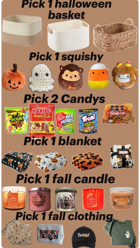 Boo Basket Ideas For Girlfriend, Boo Basket Ideas For Best Friend, Halloween Treat Baskets, Halloween Sleepover, Fall Gift Baskets, Making A Gift Basket, Girly Christmas Gifts, Halloween Gift Baskets, Cheap Halloween Decorations