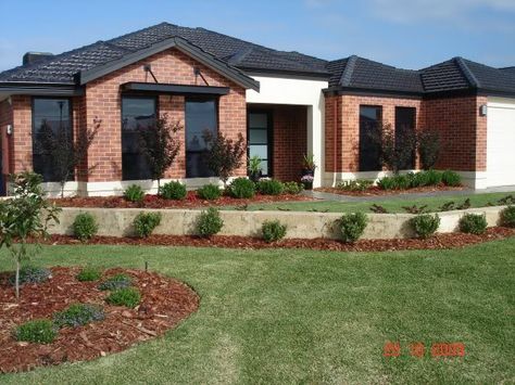 red brick house color schemes | Help with exterior colours for a 1950's red brick house Brick House Exterior Makeover, Renovation Facade, Brick House Colors, Farmhouse Exterior Colors, Red Brick House Exterior, Red Brick Exteriors, House Brick, Gable Wall, Black Roof