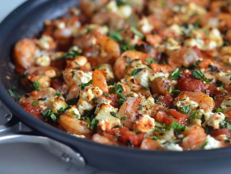 Shrimp Saganaki (Greek Shrimp with Tomatoes & Feta) - Once Upon a Chef Shrimp With Tomatoes, Shrimp Saganaki, Feta Sauce, Greek Shrimp, Best Shrimp Recipes, Once Upon A Chef, Spicy Tomato Sauce, Baked Shrimp, Greek Dishes