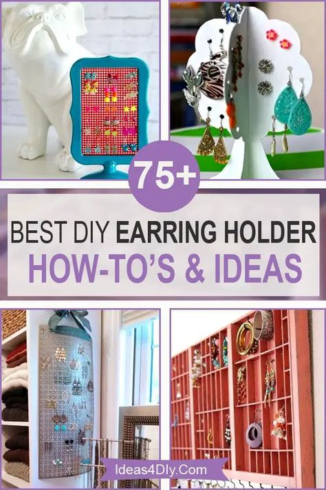 75+ DIY Earring Holder Ideas & Amazing How To's Earring Holders Ideas, Ear Rings Organizer Diy, Ear Ring Storage Diy, Homemade Earring Display, Clip On Earring Holder, Diy Post Earring Holder, Chicken Wire Earring Holder, Ear Ring Display Ideas, Diy Earring Hanger