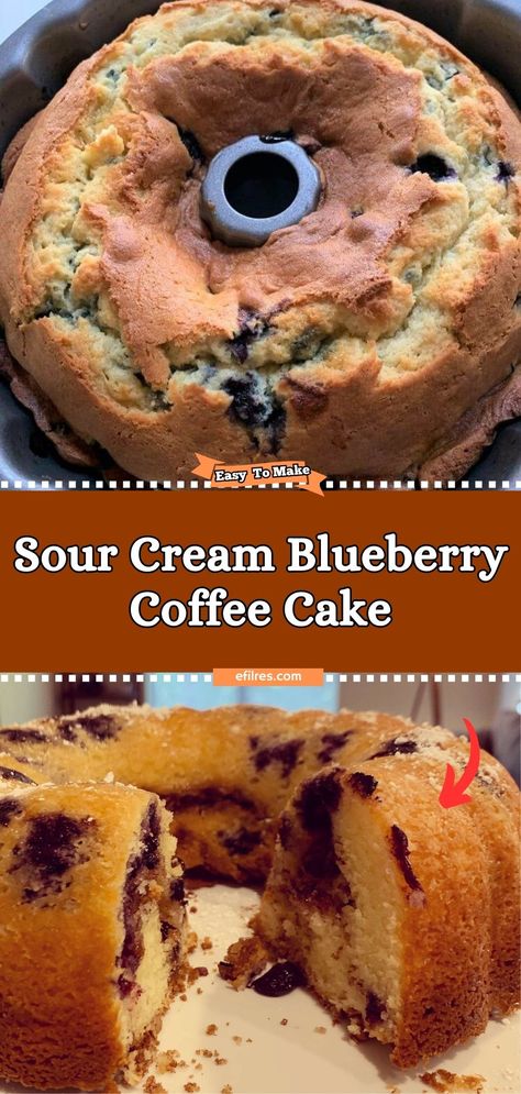 Wake up to the delight of Sour Cream Blueberry Coffee Cake, a moist and tender cake that's perfect for breakfast or brunch. Packed with juicy blueberries and topped with a crumbly streusel, this cake is a delicious excuse to have dessert in the morning. Pair with your favorite coffee or tea for the ultimate comfort treat. #MorningDelight #BlueberryBliss #CoffeeCakeComfort Blueberry Sour Cream Cake, Blueberry Sour Cream Coffee Cake, Blueberry Coffee Cake Recipe, Cake Snack, Coffee Cake Recipes Easy, Coconut Dessert, Blueberry Coffee Cake, Blueberry Coffee, Cinnamon Streusel