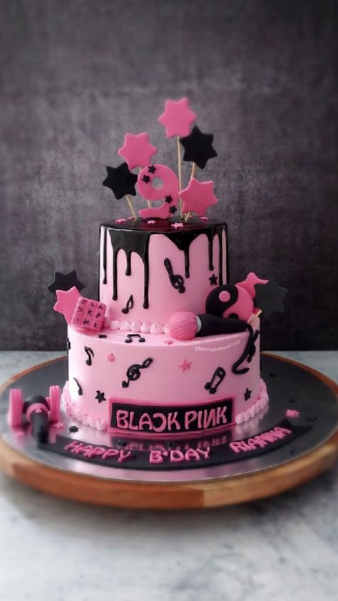 Pop Star Birthday Cake, Star Birthday, 6th Birthday, Pop Star, Birthday Cake, Black Pink, Pasta, Cake, Birthday