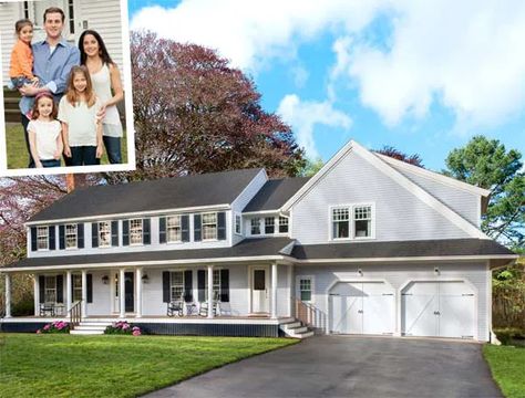 The Lexington Colonial House: Bridging the Exterior Design Gap - This Old House Two Story Exterior Remodel, Two Story Exterior, Colonial Exterior Remodel, Black Shingles, Housing Styles, Garrison Colonial, Colonial Remodel, Lexington Massachusetts, Farmers Porch