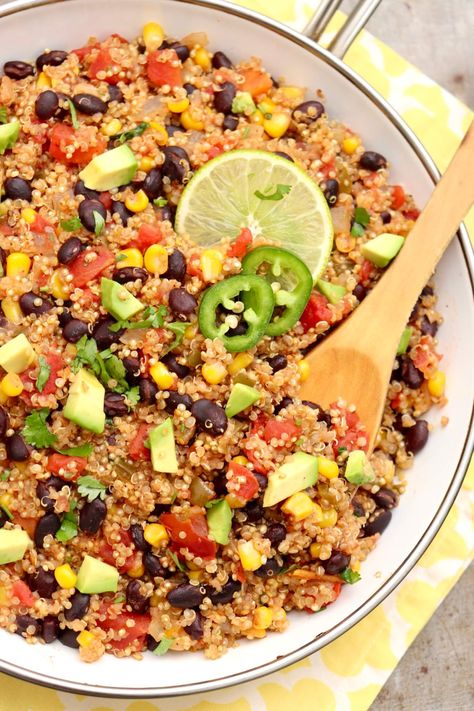 One Pan Tex-Mex Quinoa – The Fountain Avenue Kitchen Tex Mex Quinoa, Mexican Quinoa, One Pan Meals, Savory Breakfast, The Fountain, One Pan, Meatless Meals, Refried Beans, Tex Mex