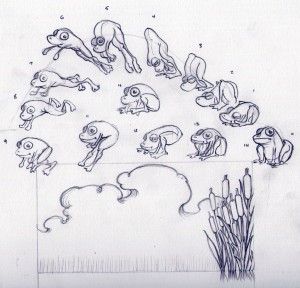 this is soo cute! <3 Jumping Animation, Animals Sketches, Frog Jumping, Jump Animation, Sketches Design, People Cartoon, Principles Of Animation, Animation Storyboard, Frog Drawing