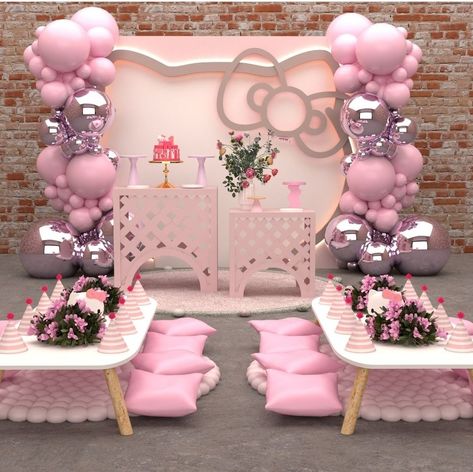 Hello Kitty Party Theme Ideas, Quince Hello Kitty Theme, Sanrio Baby Shower Theme, My Melody Theme Birthday Party Ideas, My Melody Birthday Theme, Hello Kitty Decorations Birthday, Hello Kitty Birthday Party Ideas Decoration, Sanrio Themed Party, Hello Kitty Birthday Ideas