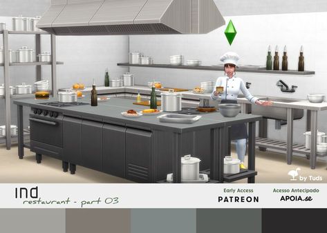 Sims 4 Pack, Sims 4 Restaurant, Mods Sims 4, Lotes The Sims 4, Sims 4 Kitchen, Stainless Steel Counters, Sims 4 Toddler, Sims 4 Cc Packs, Best Sims