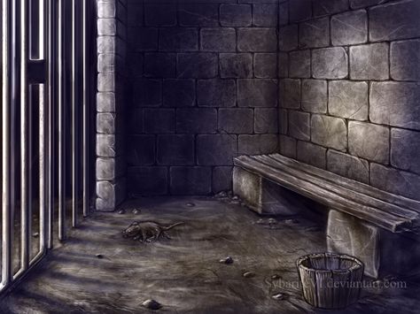 Prison cell concept by SybariteVI on DeviantArt https://www.deviantart.com/sybaritevi/art/Prison-cell-concept-189479989 Prison Drawings, Hawke Dragon Age, Cheap Wallpaper, Jail Cell, Prison Cell, Background Drawing, Small Drawings, Cartoon Background, Environment Concept Art