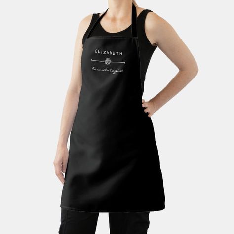 Mom Heart Tattoo, Salon Aprons, Monogrammed Apron, Artist Apron, Elegant Names, Black Apron, Script Monogram, Custom Aprons, Printed Aprons