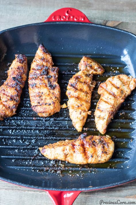 Chicken Tenders On The Grill, Chicken Tender Ideas, Cooking Chicken Tenderloins, Cooking Chicken Tenders, Grill Pan Recipes, Pan Grilled Chicken, Pan Chicken Breast, Chicken Breast Pasta, The Best Grilled Chicken