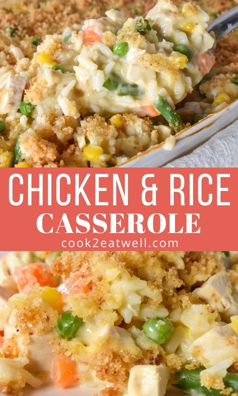 Creamy Chicken And Rice Casserole, Chicken And Vegetable Casserole, Casseroles Recipes, Rice And Vegetables, Chicken And Rice Casserole, Comfort Food Chicken, Creamy Chicken And Rice, Easy Chicken And Rice, Chicken Rice Casserole