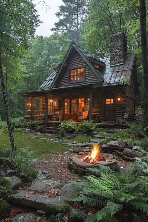 My Cozy Homes Cozy Mountain Cottage, Fantastical Architecture, Forest Cabins, Cozy Cabin In The Woods, Tennessee Cabins, Cozy Houses, Cozy Log Cabin, Cozy Homes, Mountain Cottage