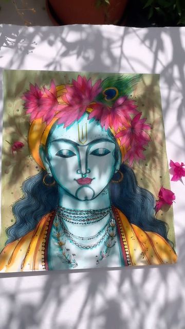 Shubh Krishna Janmashtami Krishna Potrait Sketch, Monnerism Painting, Krishna Face Painting, Krishna Painting On Canvas, Contemporary Art Painting Portrait, Krishna Rangoli, Painting God, Cute Painting Ideas On Canvas, Potrait Painting