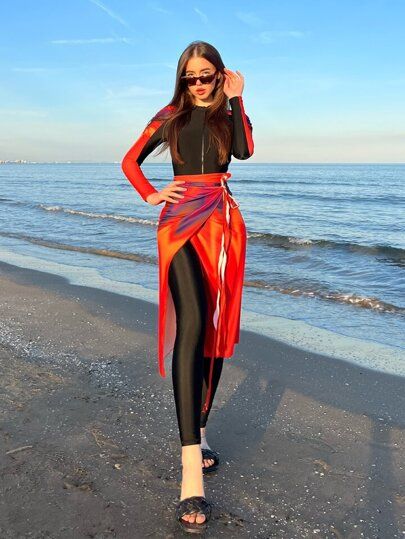 Beach Outfit Modest, Feminine Aesthetic Outfits, Burkini Swimsuit, Muslim Swimwear, Modest Fashion Hijab, Fashion For Petite Women, Hijabi Style, Beach Wear Outfits, Beach Skirt