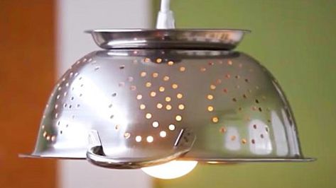 How to Make A Colander Pendant Light | DIY Joy Projects and Crafts Ideas Colander Light, Handmade Decorative Items, Pendant Light Cord, Diy Joy, Diy Pendant Light, Local Crafts, Crafts Ideas, Diy Lighting, Easy Projects