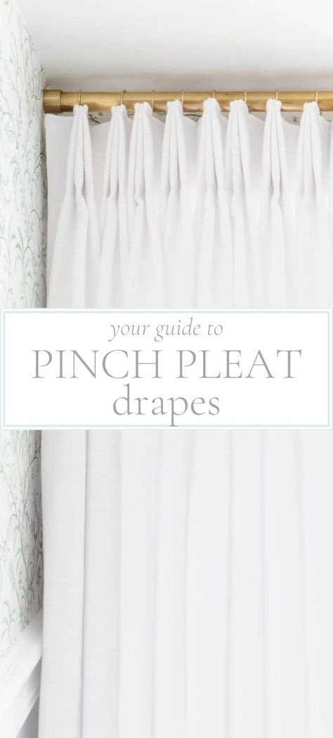 Types Of Curtain Pleats, Curtain Pleats, Pinch Pleat Curtains Diy, Pinch Pleat Drapes, Pinch Pleat Draperies, Pinch Pleat Drape, Julie Blanner, Pleated Drapery, Tab Curtains