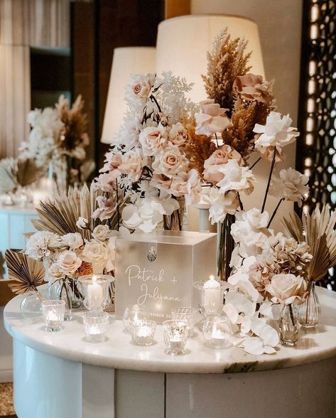 Wedding/Event Signs and Decor’s Instagram post: “How dreamy is this table setup featuring our wishing well, styled by @thefauxfernery for P&Js wedding? 😍😍 Wishing well / signs:…” Wishing Well Table, Event Signs, Brown Wedding, Table Styling, Future Wedding Plans, Neutral Wedding, Wedding Table Settings, Wedding Mood Board, Table Setup